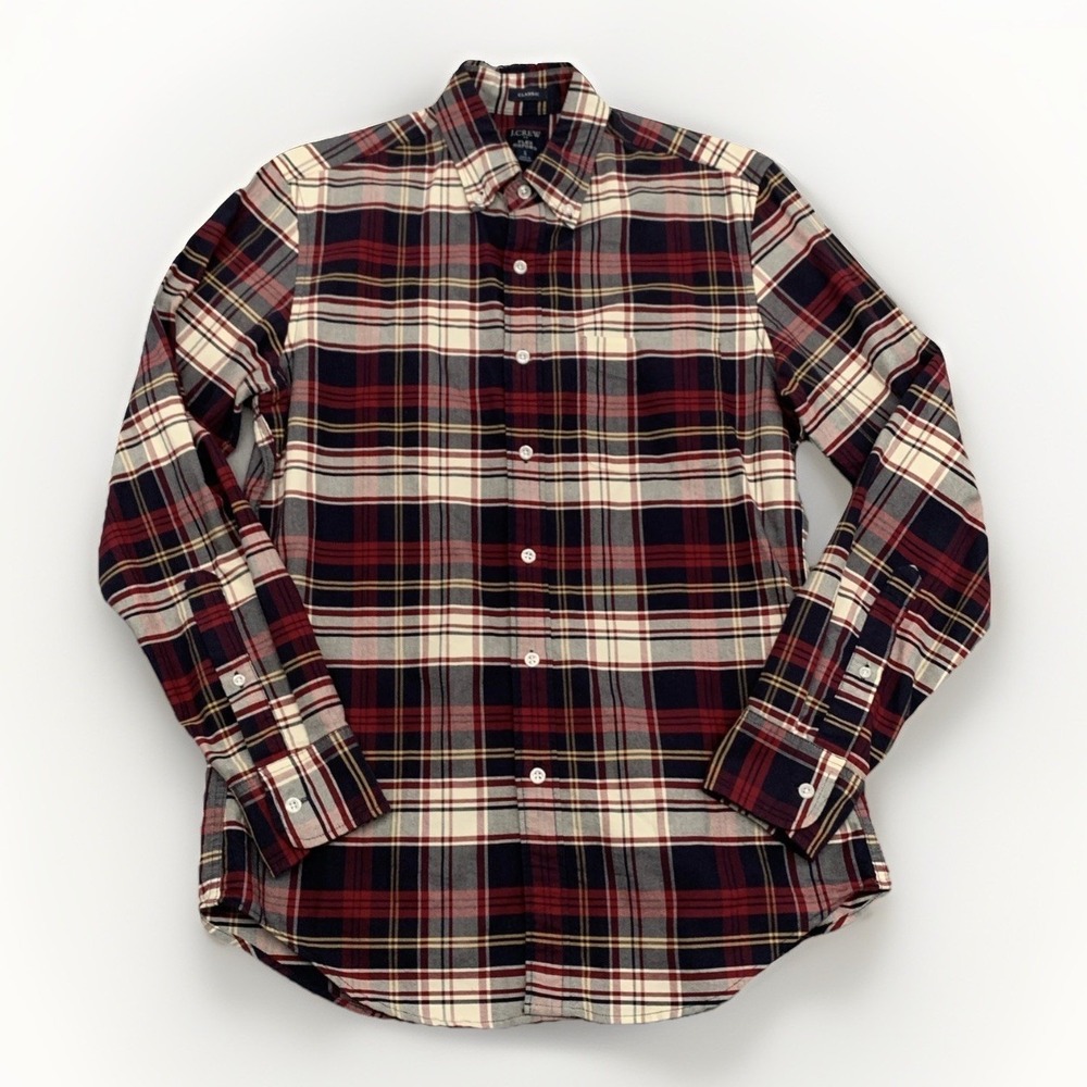 J.‎ CREW Flex Oxford Shirt Plaid Button Down Long Sleeve Classic Mens Size Small
